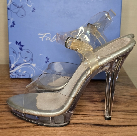 NPC BODYBUILDING HEELS, Pleaser Fabulicious LIP108 5" Clear Heels Women Size 7M - Picture 9 of 16